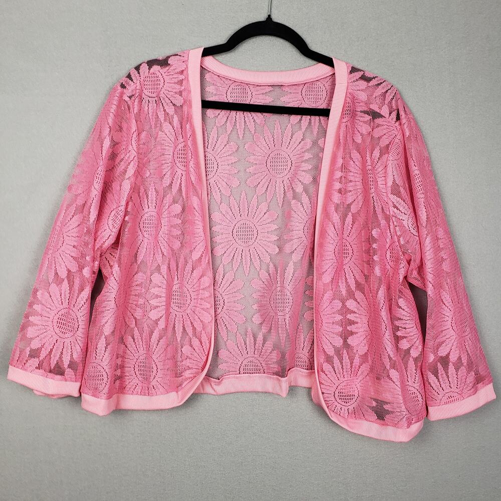 Sheer Floral Lace Layering Top‎ Pink Daisy Preppy Coquette Feminine Cottagecore